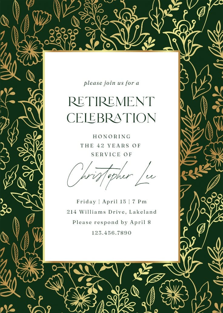 Golden leaves - retirement & farewell party invitation